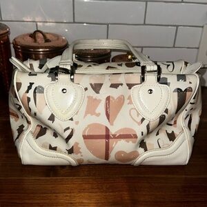 Burberry patent Nova check heart Chester bowling bag with COA.